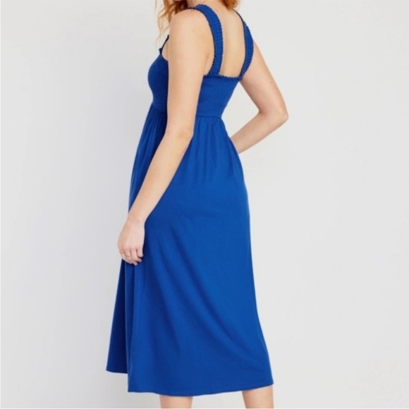 Old Navy Blue Sleeveless Smocked Sundress Medium Petite - Picture 3 of 16